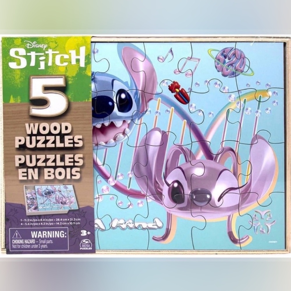 Disney Stitch Wooden Puzzle Set - Blue and Purple
